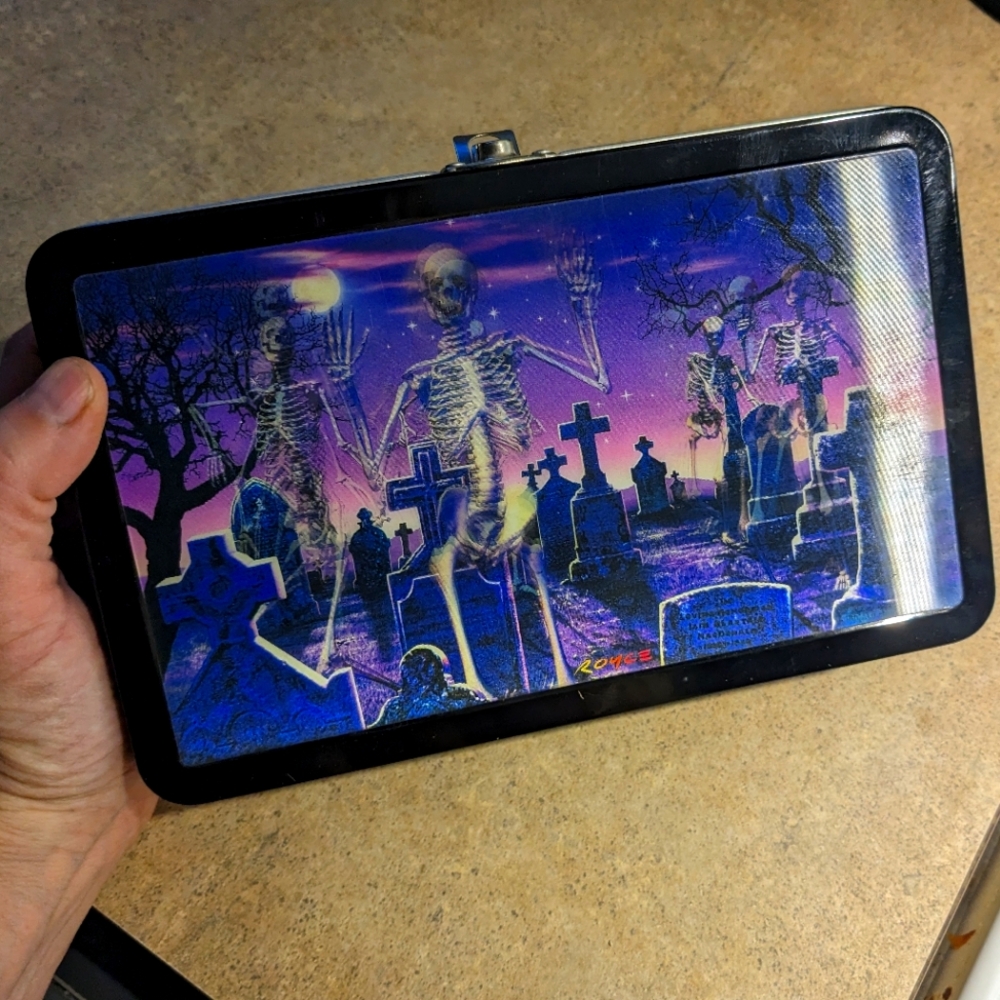 Skeleton Hologram Metal Lunchbox Container - new